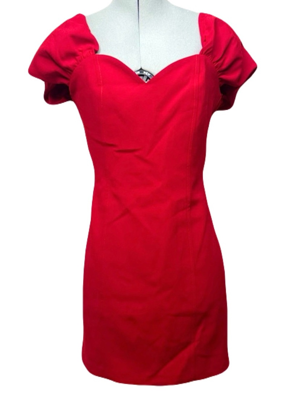 Zara Red Puff Sleeve Mini Dress NWT Sweetheart M